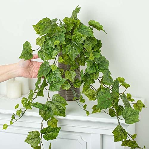 Factory Direct Craft Grape Leaf Cascading Artificial Ivy Vine Bush Greenery - Indoor/Outdoor Tuscany Vineyard Winery Hanging Grape Leaves Plant for Home Porch or Patio Decor (39" L) - Image 4