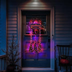 Halloween Broom Parking Sign with 3 Brooms, Orange Purple Lights - Image 5