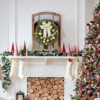 Hausse Lighted Christmas Wreath with Metal Hanger, Pre-lit Xmas Wreath with Large Golden Bow & Balls, Battery Operated with 40 LEDs Lights, for Front Door Gate Wall Christmas Party Decorations - Image 5