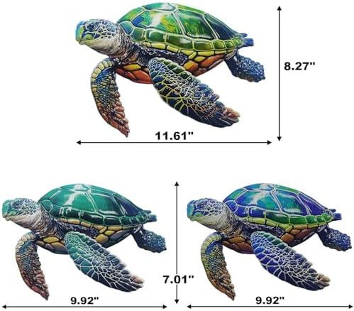 John's Studio 3Pcs Metal Turtle Sea Wall Decor Outdoor Garden Hanging Art Sculptures Home Ocean Theme Decorations for Kitchen Bathroom and Pool - Image 3