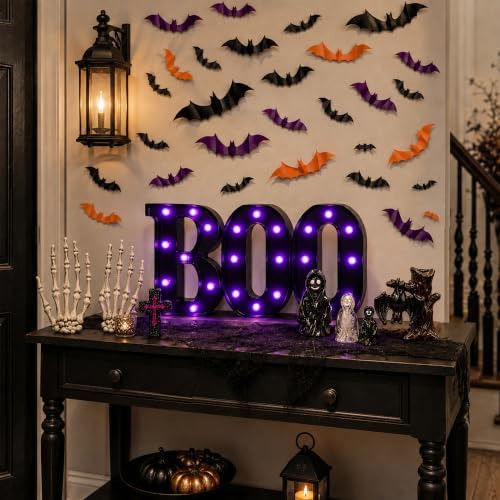 82Pcs Halloween Decorations Set, LED BOO Light, 3D Bats, Skeleton Hands - Image 6