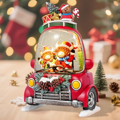 Christmas Snow Globe Lantern with 8 Holiday Music, Christmas Water Snow Globe USB/Battery Powered 6H Timer, Glitter Snowfall Two Bison Scene for Family Friends (Two Bison) by YuxelulmaiGlowforHomeGard