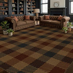 JTJ Easy Jute 8x10 Outdoor Rug, Black & Brown Farmhouse Plaid, Washable - Image 3