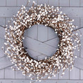 zjlmit Artificial Winter Wreath 20 Inch Winter Wreaths for Front Door White Berry Wreath with White Berriesfor Christmas Holiday Indoor OutdoorWall Porch Window by zjlmit