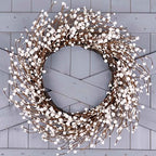 zjlmit Artificial Winter Wreath 20 Inch Winter Wreaths for Front Door White Berry Wreath with White Berriesfor Christmas Holiday Indoor OutdoorWall Porch Window by zjlmit