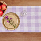 Solino Home 100% Pure Linen Table Runner Lavender, Buffalo Check 14 x 72 in - Image 3