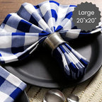 Cotton Clinic Set of 12 Cloth Napkins Gingham Check 100% Cotton 20x20 inches - Soft Durable Washable - Ideal for Events Wedding Christmas Easter - Perfect Everyday Use Table Dinner Napkins Navy Blue - Image 4