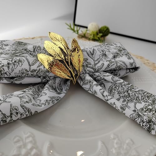 Bakayoyo Elegant Vintage Gold Herb Napkin Rings Set of 12 - Glossy Leaf Napkin Holders, Metal Table Adornment for Christmas, Thanksgiving, Weddings & Holiday Parties - Image 6