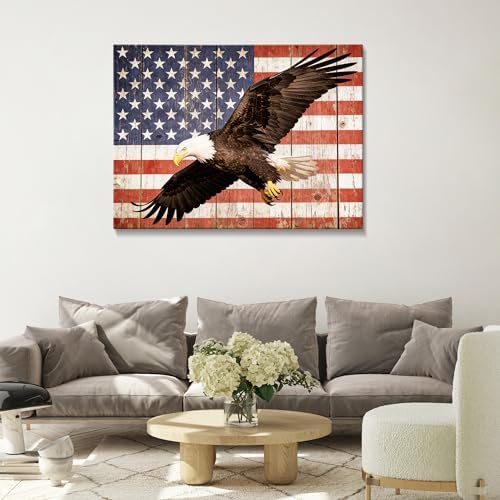 HomeifHue July 4th Patriotic Canvas Wall Art 4th of July USA Decorations American Flag Painting Picture Eagle Pictures for Wall Decor Independence Day Home Decor（F3 24x36in） - Image 2