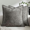DEZENE Pack of 2 Grey Decorative Throw Pillow Covers 24x24 Cozy Soft Chenille Accent Vintage Square Couch Pillow Covers for Home Decor Bed Sofa Living Room by DEZENE
