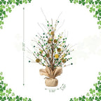Glitzhome Lighted St Patrick's Shamrock and Berry Blossom Table Tree 18”H Green Berries Tree Table Centerpiece for St Patrick's Day Holiday Decoration Home Decor Artificial Plants - Image 2