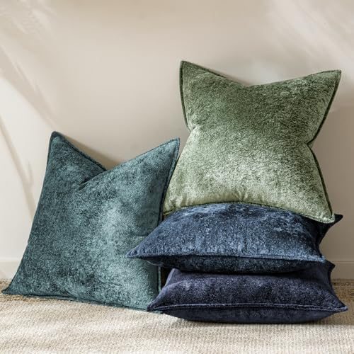 a moment Throw Pillow Covers 20X20 Inch 4 Packs,Soft Velvet Decorative Pillow Cases with 3D Ice Flower,Texture Modern Accent Cushion Covers for Sofa Couch Home Decor Peacock Noir - Image 5