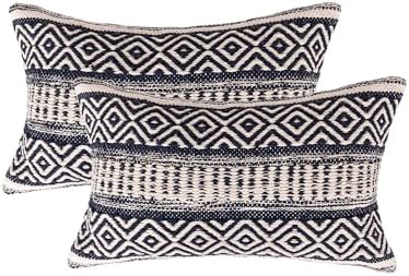 · REDEARTH · Boho Textured Handwoven Throw Pillow Cases - Indigo Impression by REDEARTH