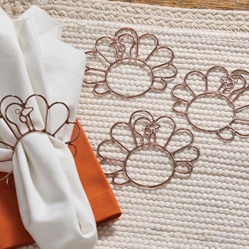 Split P Turkey Napkin Ring Set of 4, Copper Metal - Image 2