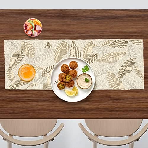 Lightnpro Beaded Table Runner 13x36 Inch - Elegant Glitz Design Handmade Rustic Farmhouse Style - Perfect Table Décor for Bridal Shower, Christmas, Thanksgiving, Wedding & Everyday Use - Silver Ivory by Lightnpro