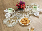 Hand Beaded Silver Gold Ivory Runner 13x36 Holiday Décor - Image 2