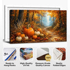 WAXWHELK Fall Canvas Wall Art Pumpkin Harvest Forest Path Painting Pictures Rustic Farmhouse Autumn Thanksgiving Artwork for Living Room Bedroom Home Decor, (16"x32") - Image 6