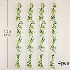 dallisten Wisteria Artificial Flowers Garland, 4Pcs 7.2Ft/Piece Silk Fake Wisteria Vine Kit, Hanging Flower for House Outdoor Garden Ceremony Outside Wedding Arch Floral Decor (4, White) - Image 4