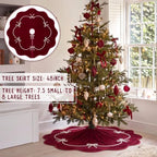 Foilswirl 48 Inch Burgundy Velvet Christmas Tree Skirt, Scallop Dedge - Image 2