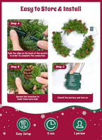 Brightown 24 Inch Pre-Lit Christmas Wreaths for Front Door, 50LED - Image 7
