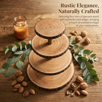 SENMUT 4 Tier Rustic Wood Cupcake Stand with Natural Bark, Varnish Finish, for Wedding, Birthday, Farmhouse Party - Image 6