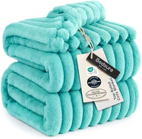 Bedsure Soft Full Size Fleece Blankets for Bed Blue Fog 84"x90" by BEDSURE