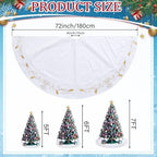 72inch Extra Large Christmas Tree Skirt White Luxury Velvet Plush Fur Skirts with Gold Embroidery Xmas Velvet Tree Skirt Holly Leaves Gold Embroidered Trees Skirt for Christmas Holiday Party Decor - Image 2