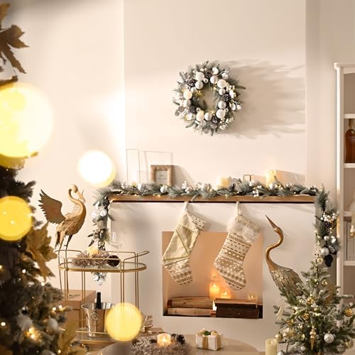 Valery Madelyn 20" Pre-Lit Christmas Wreath for Front Door with Lights - Image 2