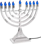 Zion Judaica Pack of 2 Hanukkah Electric Menorahs LED USB Powered Menorah Electronic Hanukkiah Battery Minorah Flamless Chanukah Candles (Silver, 2) - Image 2