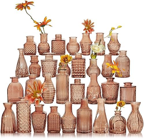 Glass Bud Vase Set of 32 Pcs, Small Glass Vases for Flowers by SUJUN