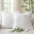 a moment 2 Pack Bamboo Fiber Pillow Covers - Waffle Weave, Ultra Soft & Breathable, Euro Shams Cotton Throw Pillow for Couch, Sofa, Bedroom Living Room 26x26 Inch White by amoment