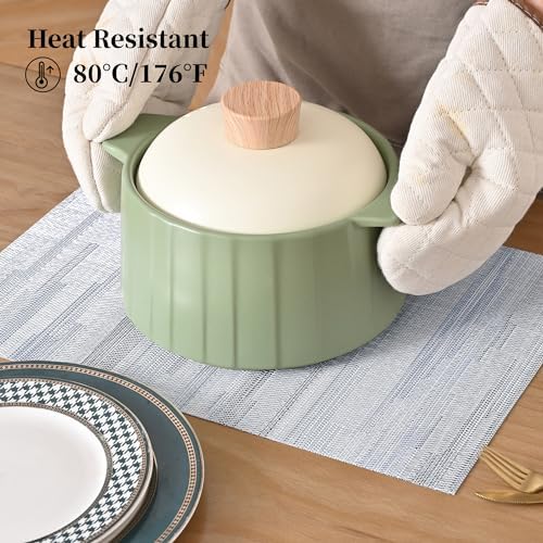 Leetaltree LightSteel Blue Placemats Set of 12 - Heat Resistant Non-Slip Place mats for Dining Table, Washable Durable PVC Vinyl Woven Table Mats（LightSteel Blue, 12） - Image 5