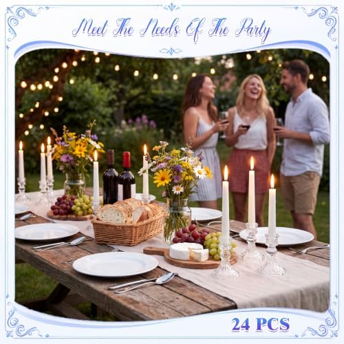 Sieral 24 Pcs Clear Taper Candle Holders 4'' Tall Candlestick Glass Holders Bulk Stripe Decorative Stand Wedding Stick Holder for Anniversary Party Dining Table Festival Decor - Image 6