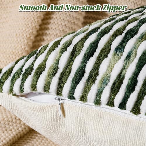 AmHoo Boho Chenille Pillow Cover Decorative Tufted Pillowcase for Couch Bed Sofa Bedroom Living Room Modern 14 x 36-Inch Sage Green - Image 2