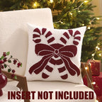 Christmas Candy Cane and Bow Throw Pillow Cover 18 x 18 Set of 2 - Image 4