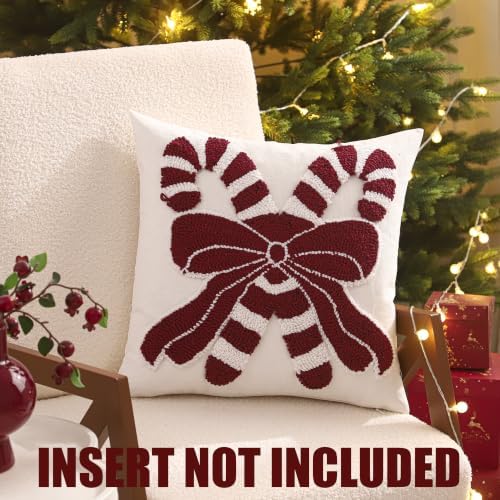 Christmas Candy Cane and Bow Throw Pillow Cover 18 x 18 Set of 2 - Image 4