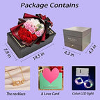 EIGHTOWN Roses Bouquet Artificial Flower - Preserved Red Rose Flowers with Love Necklace for Her - Unique Gifts Valentine's Day, Mother's Day, Thanksgiving, Birthday, Anniversary - Image 4