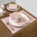 FINGERCRAFT Lace Cloth Napkin, Cotton Gauze, Set of 12, 20x20 in,Peach Wipe - Image 4