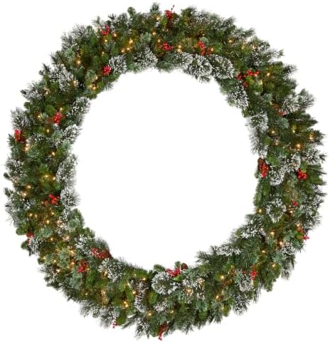 National Tree Company 60in Pre-Lit Flocked Wintry Pine Christmas Wreath by Unknown