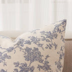 100% Cotton French Pastoral Throw Pillow Covers Set of 2, 24x24 Inch Double Sided/Blue, Farmhouse Decorative Cushion Covers for Sofa Bed Living Room Home Decor - Image 2