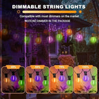 LAMPHOME Globe Outdoor Halloween String Lights,2 Pack 26FT Patio Lights with 12+1 Edison Shatterproof Bulbs, Connectable Dimmable Waterproof for Backyard Porch Halloween Decor, Orange Green Purple - Image 7