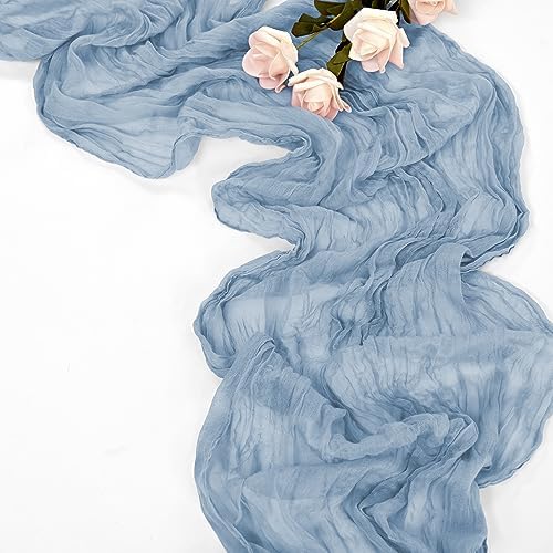 20 Pack Dusty Blue Table Runner 10Ft Cheesecloth Table Runner Boho Gauze Cheese Cloth Table Runners Romantic Long Sheer Fabric Table Runners for Wedding Party Bridal Shower - Image 4