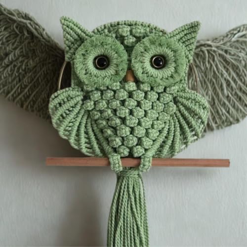 Bohemian Owl Macramé Wall Hanging Pack Of 2, Green, 12 x 23 Inch - Image 3