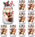 Blushtier 8 Sets Christmas Table Centerpieces Mason Jars Centerpiece Table Toppers Decor with LED Light Candy Canes Pine Cones and Snow Holiday Gifts for Wedding Birthday Party Supplies Home Office by Blushtier