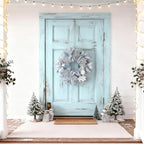16in Winter Snowflake Wreath for Front Door, Mesh Decor,Snowflakes,16 Inch - Image 2