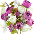 FiveSeasonStuff Mixed White & Fuchsia Artificial Peony Bouquet Set of 2 by FiveSeasonStuff