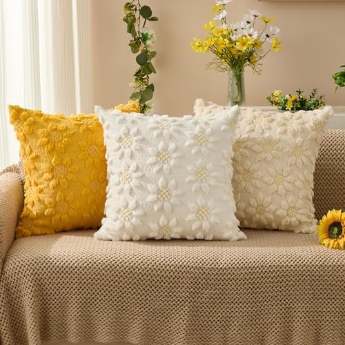 DFXSZ Spring Summer Pillow Covers 22x22 inch Set of 2 White Sunflower - Image 2