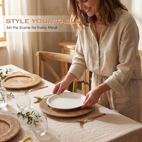 12 Pack 13" Rattan Charger Plate, Brown, Classic - Image 2