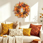 24" Fall Wreath for Front Door with Pinecones, Faux Maple, Berries & Acorns - Image 4