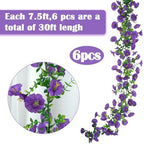 GTIDEA 6Pcs Artificial Hanging Morning Glory Flower Garland Purple 36Feet - Image 3